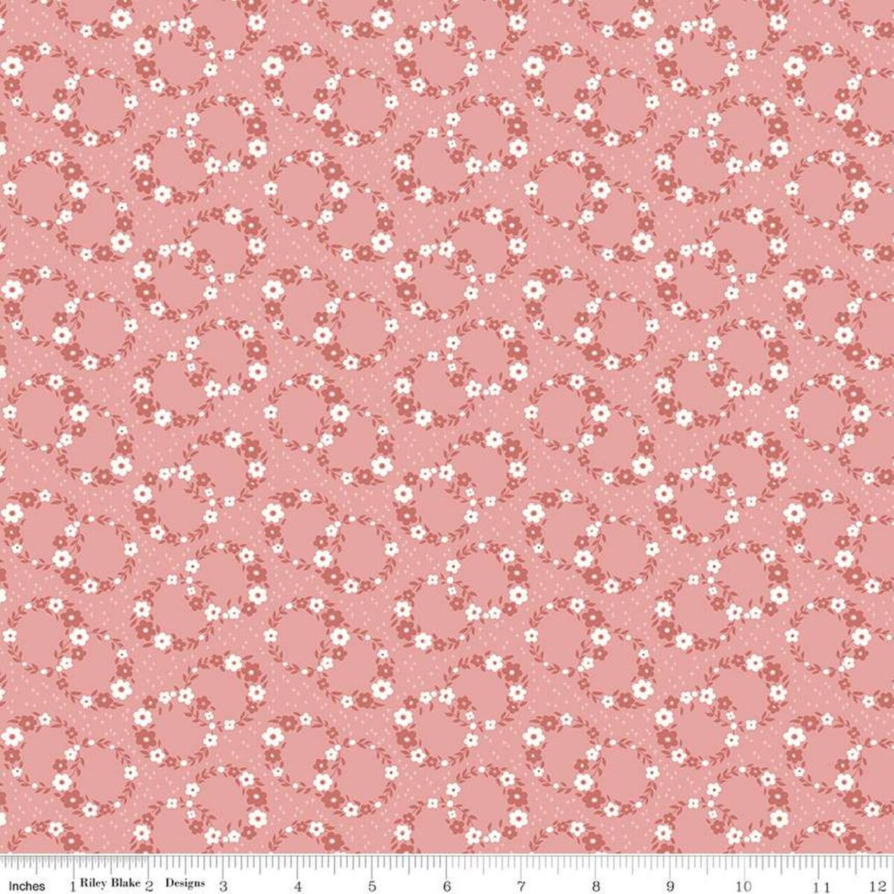 Fabric Riley Blake Mellow Rose Wreaths Mary Catherine by the Quarter Yard C16701-MELLOWROSE